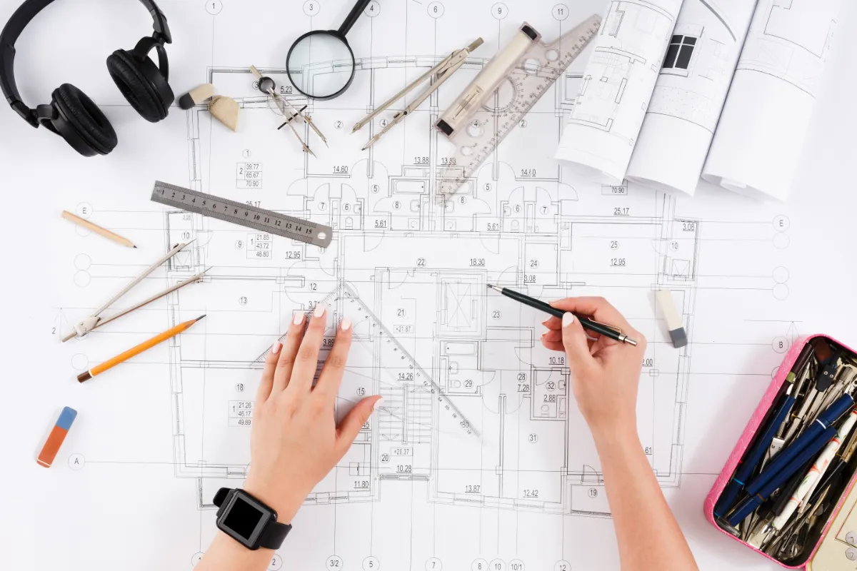 arquitecta presentando plano de reforma de una casa - New Look Reformas