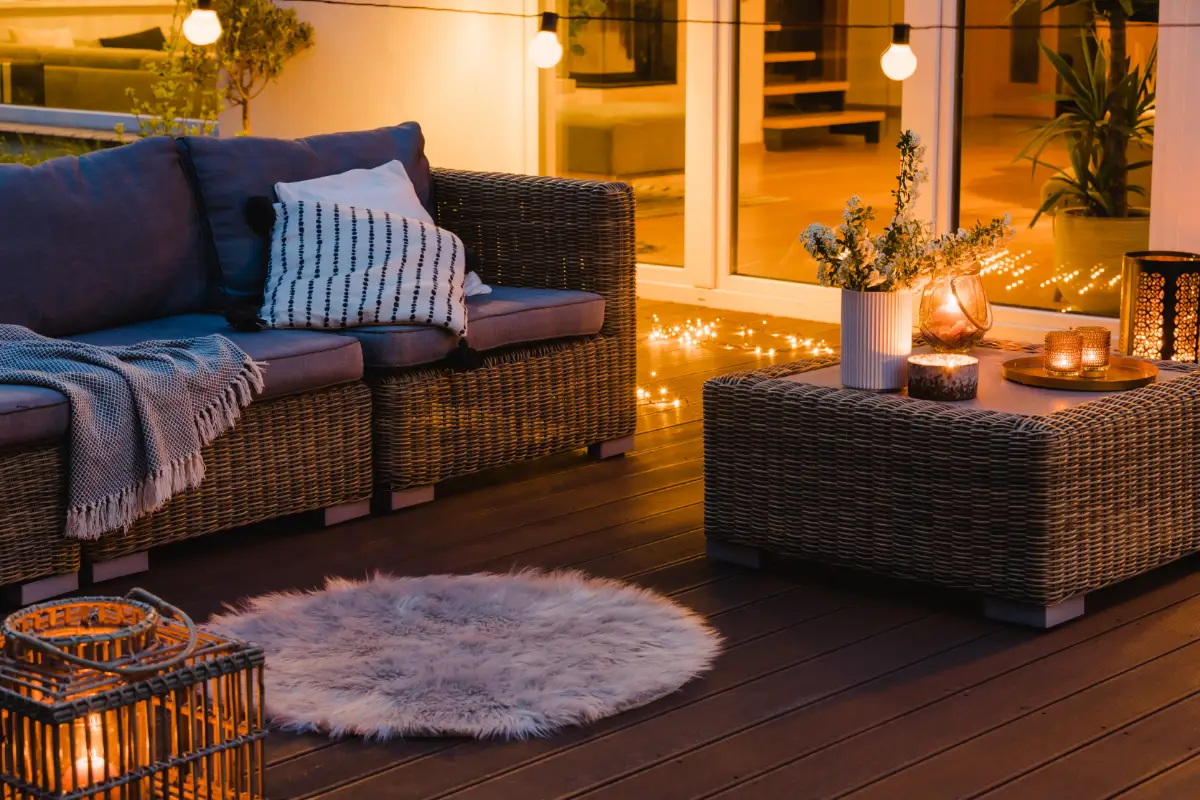 precioso exterior de terraza amueblado y con cerramientos para terrazas en Badalona